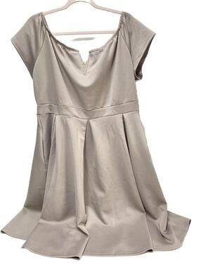 Women’s Cute Fit and Flare Back Zip Beige Dress XXL Brand New Stylish